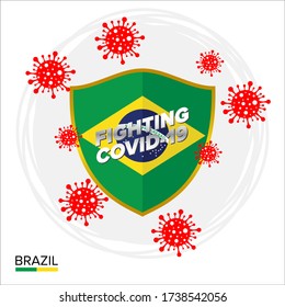 Brazil flag shield as a symbol against the corona virus