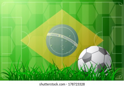 Brazil flag as soccer field. Good for Championship 2014 illustration