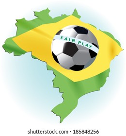 Brazil flag with soccer - vector illustration.