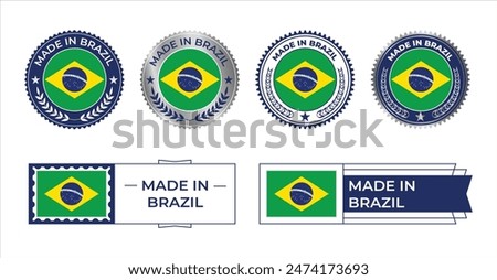 Brazil Flag Stamp. Made in Stamp Isolated in White Background. Symbol, Vector, Icon, Illustration.