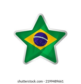 Brazil flag in star. Button star and flag template. Easy editing and vector in groups. National flag vector illustration on white background.