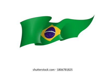 Símbolo del estado de la bandera de Brasil aislado en un estandarte nacional de fondo. Tarjeta de saludo Día de la Independencia Nacional de la República Federativa del Brasil. Cartel de ilustración con bandera de estado realista.