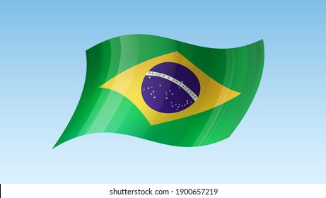 Brazil flag state symbol isolated on background national banner. Greeting card National Independence Day of the Federative Republic of Brazil. Illustration banner with realistic state flag.