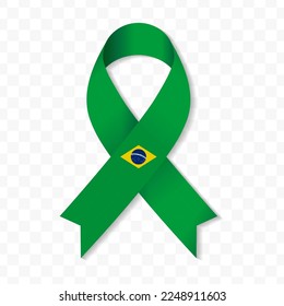 Brazil flag stripe ribbon vector illustration on a transparent background vector image (PNG).