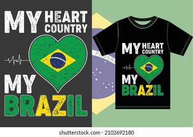 Brazil Flag T-shirt Designs.Typography Vector Design.Funny T-shirt Design.Eps files