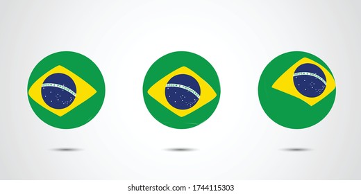 Brazil Flag Vector 3d Round effect - Illustration