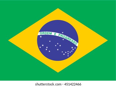 Brazil Flag vector. Brasil national official colors. 