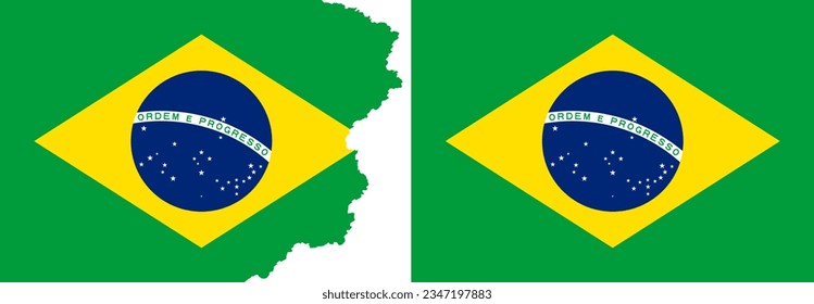 Marca el vector de Brasil. Las proporciones y el color correctos, estándar y con bordes rotos