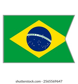 Brazil flag vector design and illustration , National flag country with original color, Pennon flag