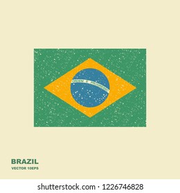 Brazil Flag. Vector flat Illustration with scuffed effect