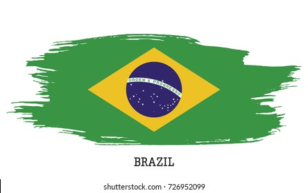 Brazil flag vector grunge paint stroke  