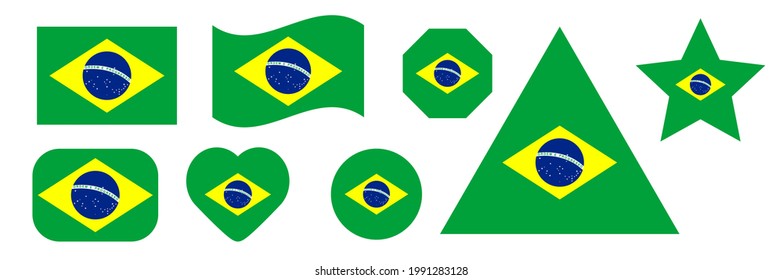 Brazil Flag. vector illustration. Brazil national flag set vector illustration. Illustration of the Brazil flag. brazil official national flag.