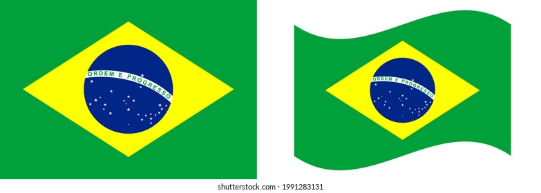 Brazil Flag. vector illustration. Brazil national flag set vector illustration. Illustration of the Brazil flag. brazil official national flag.