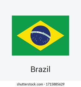 Brazil Flag Vector Isolated On Background. Brazilian Flag Symbol Modern, Simple, Vector, Icon For Website Or Mobile App