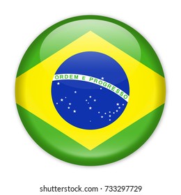 Brazil Flag Vector Round Icon - Illustration