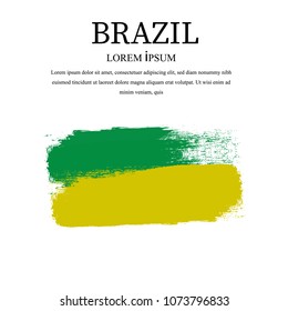 Brazil flag vector. Soccer brush style