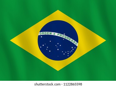 Brazil flag with waving effect, official proportion.