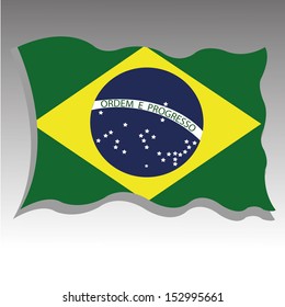 brazil flag waving on gradient gray background