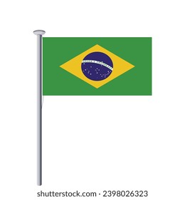 Brazil flag waving on white background, close up, isolated with clipping path mask alpha channel transparency