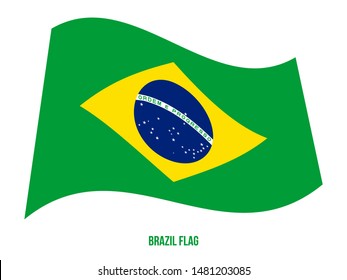 Brazil Flag Waving Vector Illustration on White Background. Brazil National Flag.
