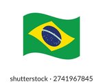 Brazil flag wavy vector illustration with white background and soft edges