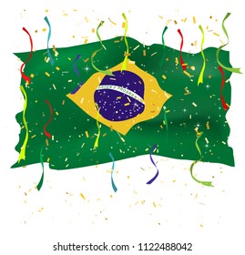 Brazil flags realistic waving on isolate background,for Brazil celebration template banner ,brochoure,flyer,clipart design to celebrate or cheer football game.concept .vector illustration.