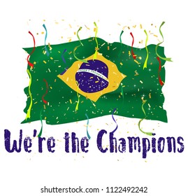 Brazil flags realistic waving on isolate background,for Brazil celebration template banner ,brochoure,flyer,clipart design to celebrate or cheer football game.concept .vector illustration.