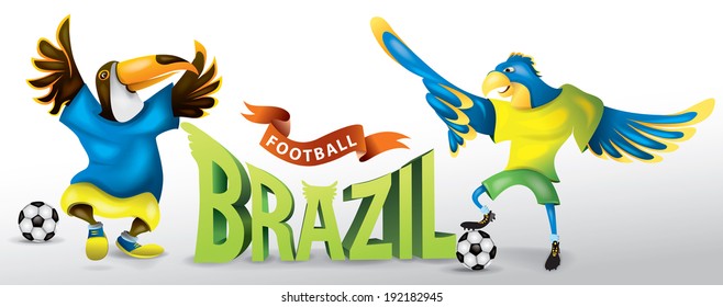 Brazil Football, Brasil Soccer Fun, event, Brazilian Football, soccer ball, bird character (vector Art) 