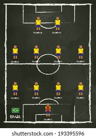 Brazil Football Club line-up on Pitch, vector design.