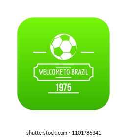 Brazil football icon green vector isolated on white background