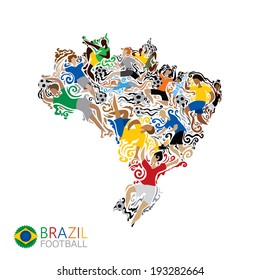 Brazil football, soccer, abstract characters, carnival (vector Art)