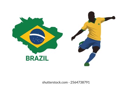 Brazil football team, soccer player, uniform, flag