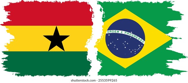 Brazil and Ghana grunge flags connection, vector