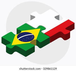 Brazil and Gibraltar Flags in puzzle isolated on white background