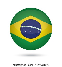 Brazil glossy round button. Vector Illustration EPS10.