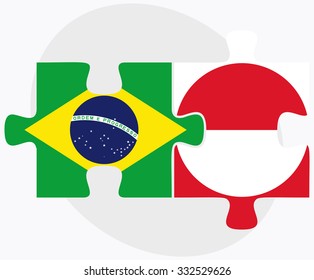 Brazil and Greenland Flags in puzzle isolated on white background