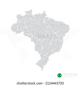 Brazil grey map isolated on white background with abstract mesh line and point scales. Vector illustration eps 10