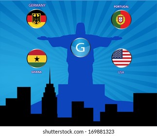 Brazil, group G - Germany, Portugual , USA , Ghana .Vector Illustration