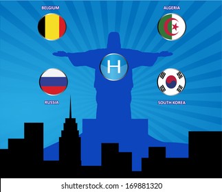 Brazil, group H - Belgium, Algeria , Russia , South Korea Vector Illustration