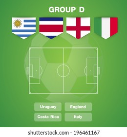 Brazil Group Stages on Blackboard, vector illustration.
