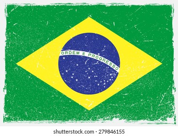 Brazil grunge flag.Brazilian flag with grunge texture.Vector template.