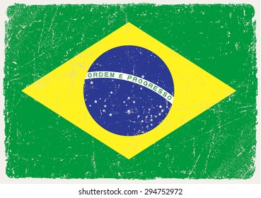 Brazil grunge flag.Brazilian flag with grunge texture.Vector template.