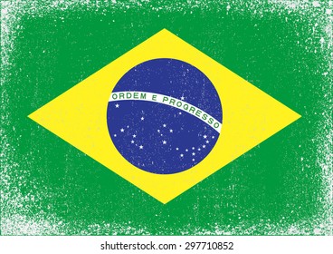 Brazil grunge flag.Brazilian flag with grunge texture.Vector template.