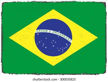 Brazil grunge flag.Brazilian flag with grunge texture.Vector template.