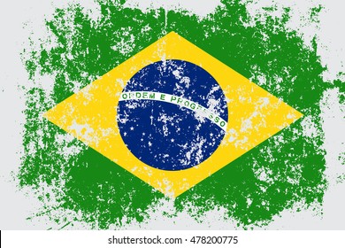 Brazil Grunge, Old, Scratched Style Flag