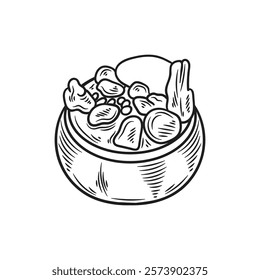 Brazil Hand Drawn Illustration Colorless - Feijoada