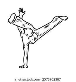 Brazil Hand Drawn Illustration Colorless - Capoeira