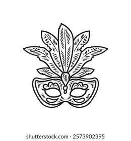 Brazil Hand Drawn Illustration Colorless - Mask