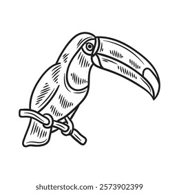 Brazil Hand Drawn Illustration Colorless - Toucan