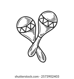 Brazil Hand Drawn Illustration Colorless - Maracas